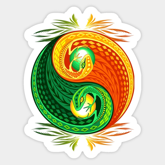 YinYang Gecko Lizard Opposite Colors Sign Sticker by BluedarkArt